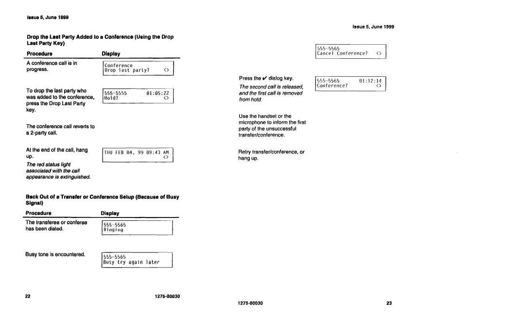 Siemens NI-1200 specifications Drop last party?, Cancel Conference? 