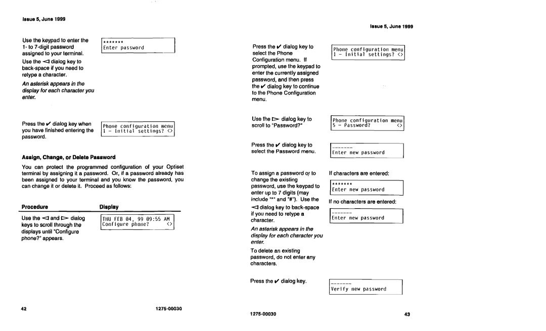 Siemens NI-1200 specifications Enter password, Assign, Change, or Delete Password 