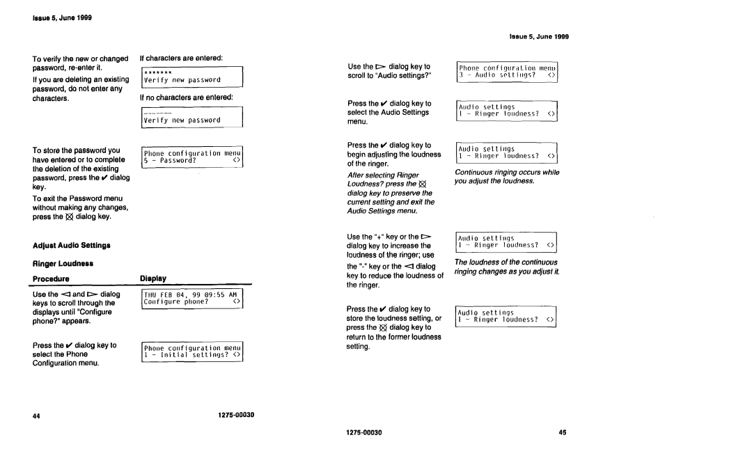 Siemens NI-1200 Verify new password, Password?, Confi gure phone?, Phone configuration Menu, Initial settinus? 