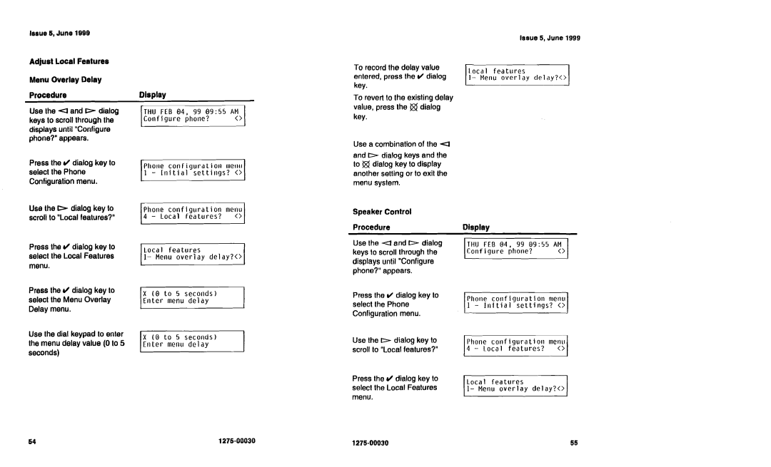 Siemens NI-1200 THU FEB 04 0955 AM, Local features, Menu overlay delay?O, IPhone Conf igurat i on Menu, Local Features? 