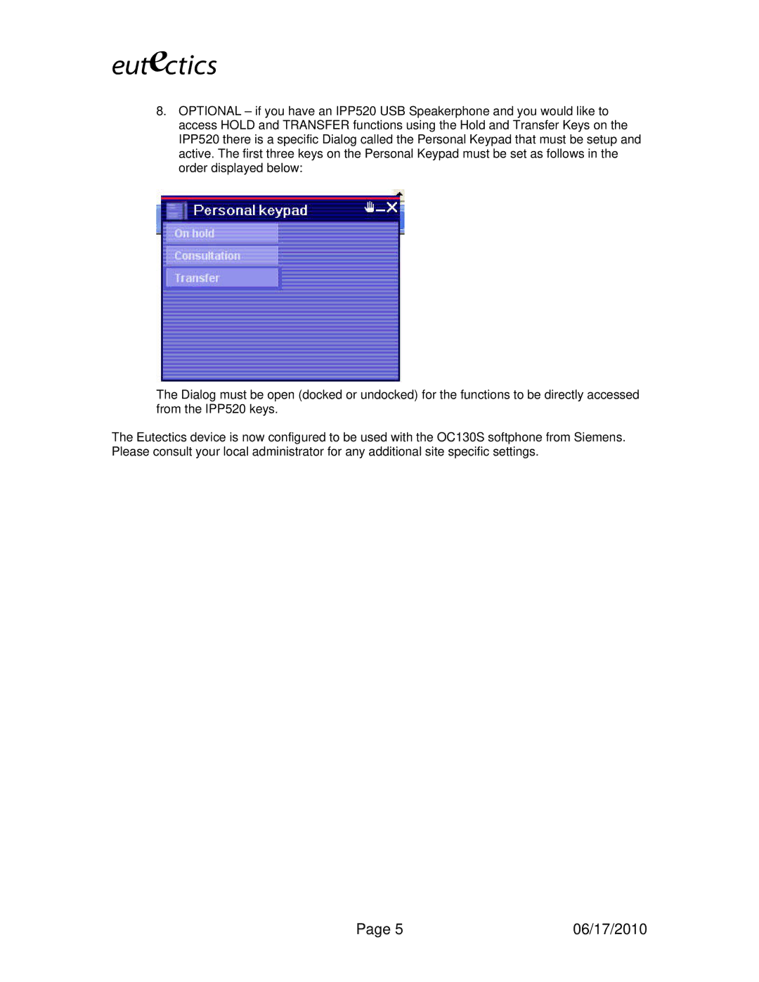 Siemens OC130S installation instructions 06/17/2010 