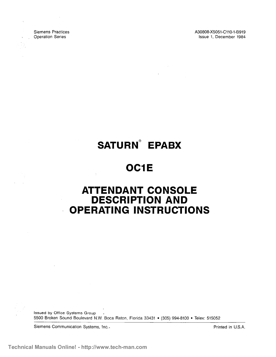 Siemens OC1E technical manual 