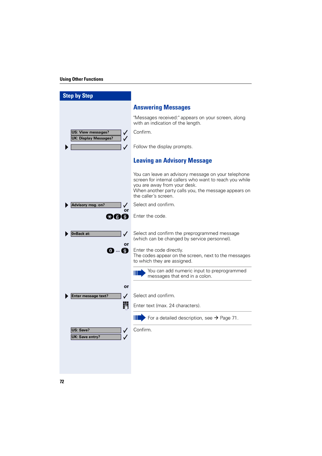 Siemens optiPoint 400 operating instructions Answering Messages, Leaving an Advisory Message, Qjm 