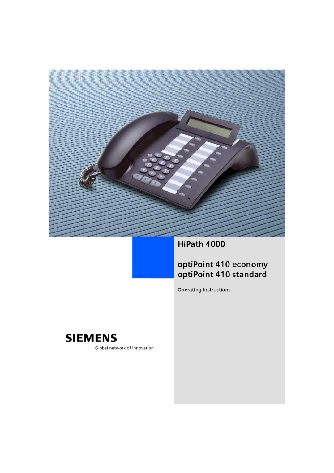 Siemens operating instructions HiPath OptiPoint 410 economy optiPoint 410 standard 