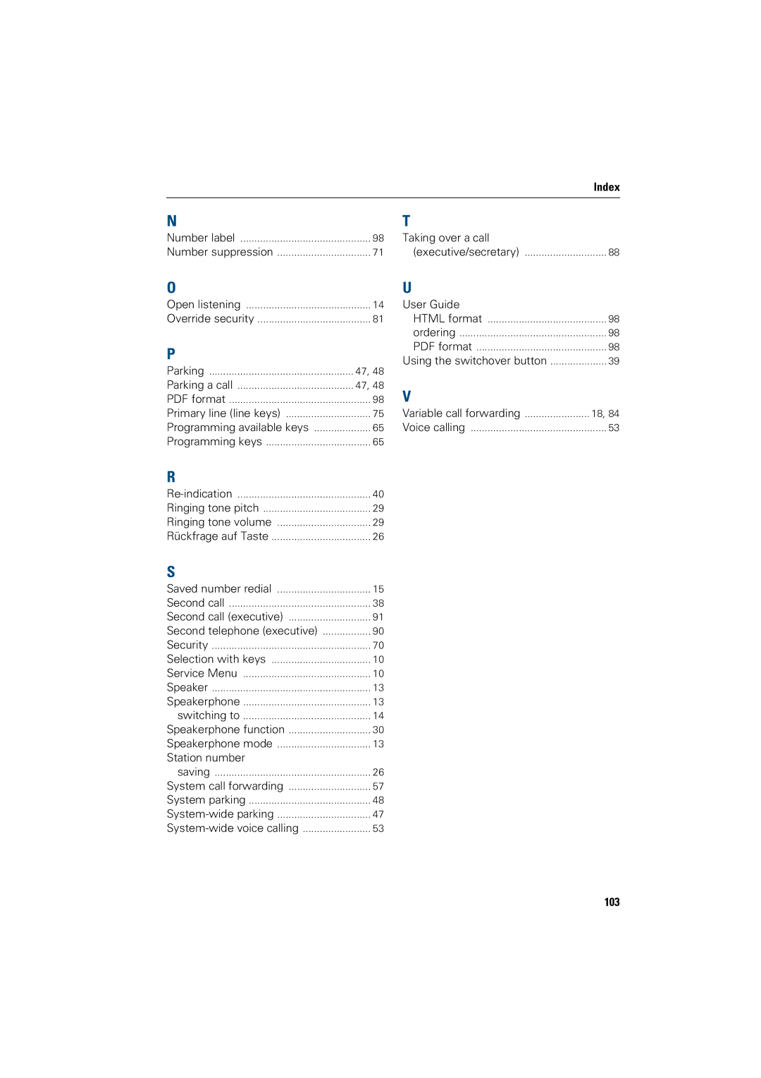 Siemens OptiPoint 410 operating instructions 103 