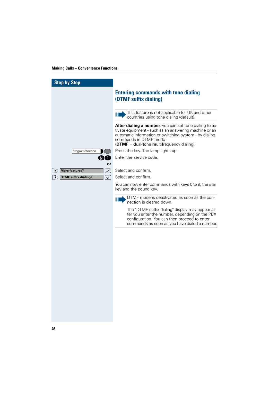 Siemens OptiPoint 410 operating instructions Entering commands with tone dialing Dtmf suffix dialing 