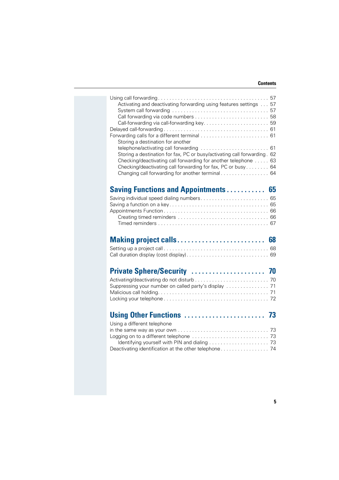 Siemens OptiPoint 410 operating instructions Making project calls, Using Other Functions 