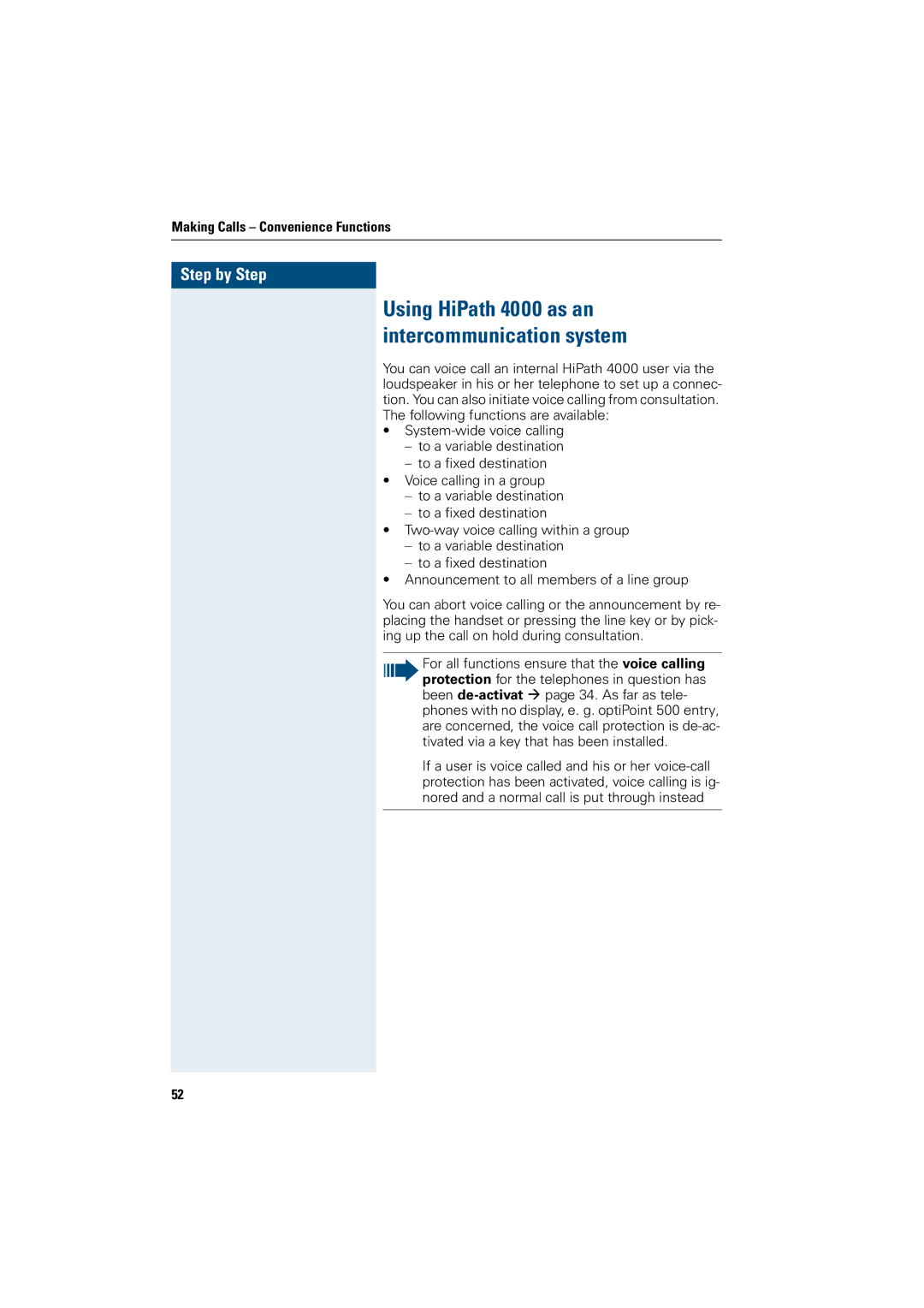 Siemens OptiPoint 410 operating instructions Using HiPath 4000 as an intercommunication system 