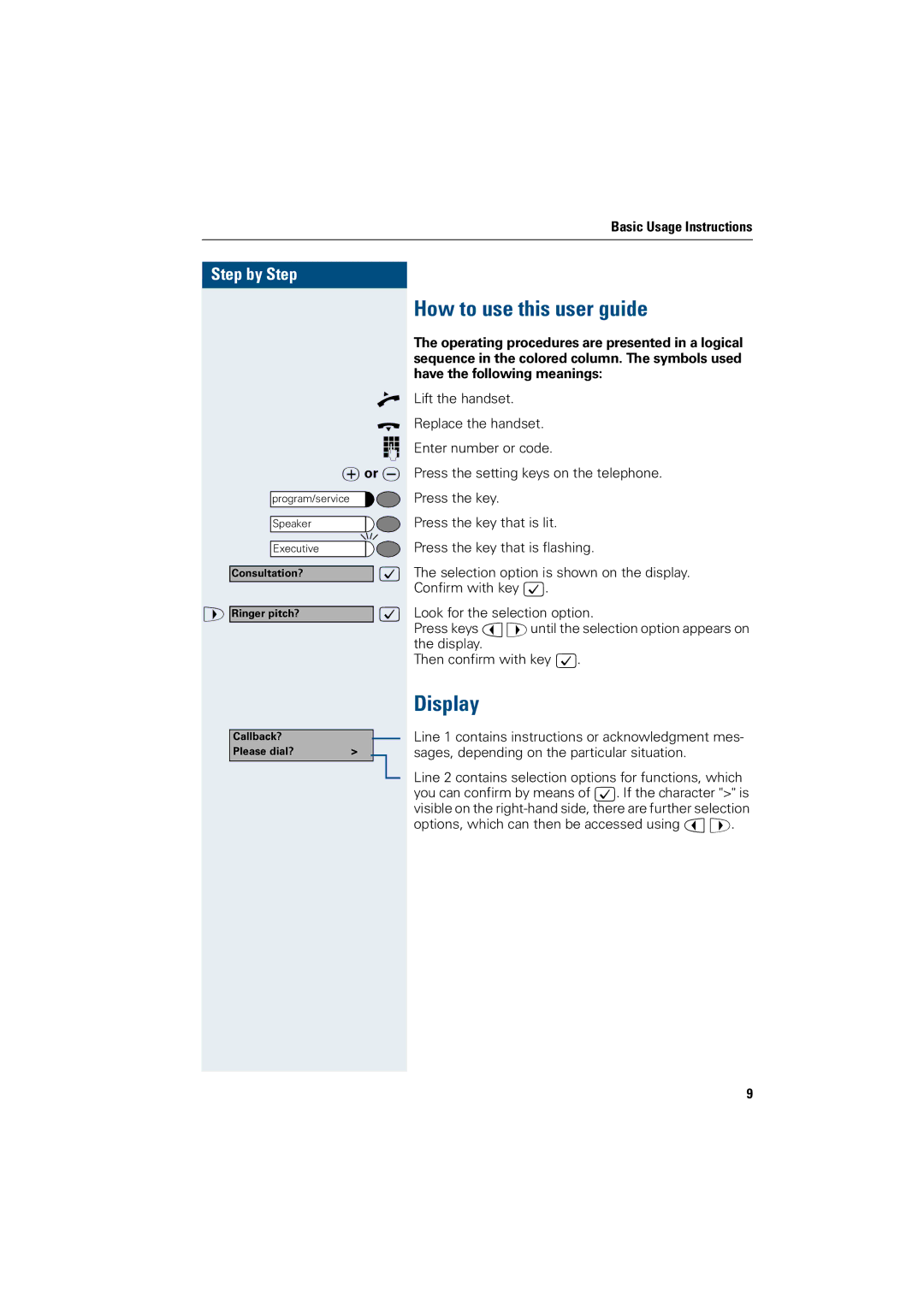 Siemens OptiPoint 410 operating instructions How to use this user guide, Display 