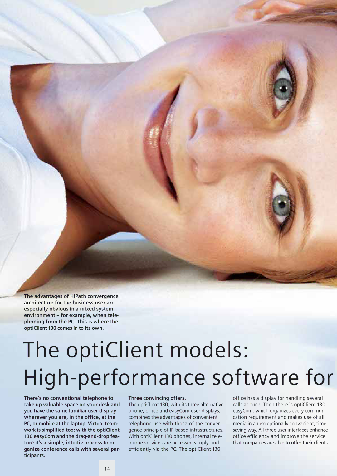 Siemens optiPoint family manual OptiClient models High-performance software for, Three convincing offers 