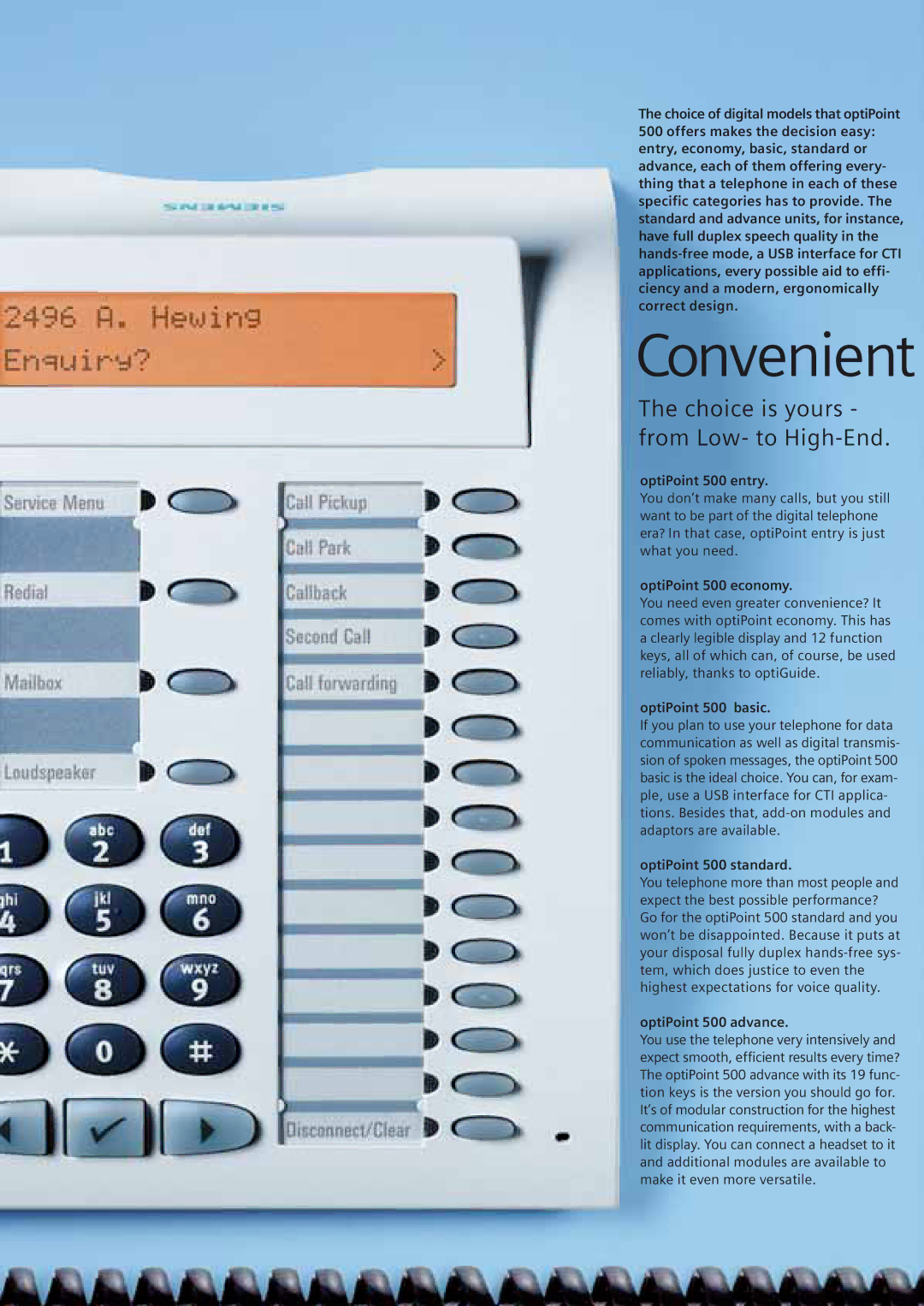 Siemens optiPoint family manual Choice is yours from Low- to High-End 