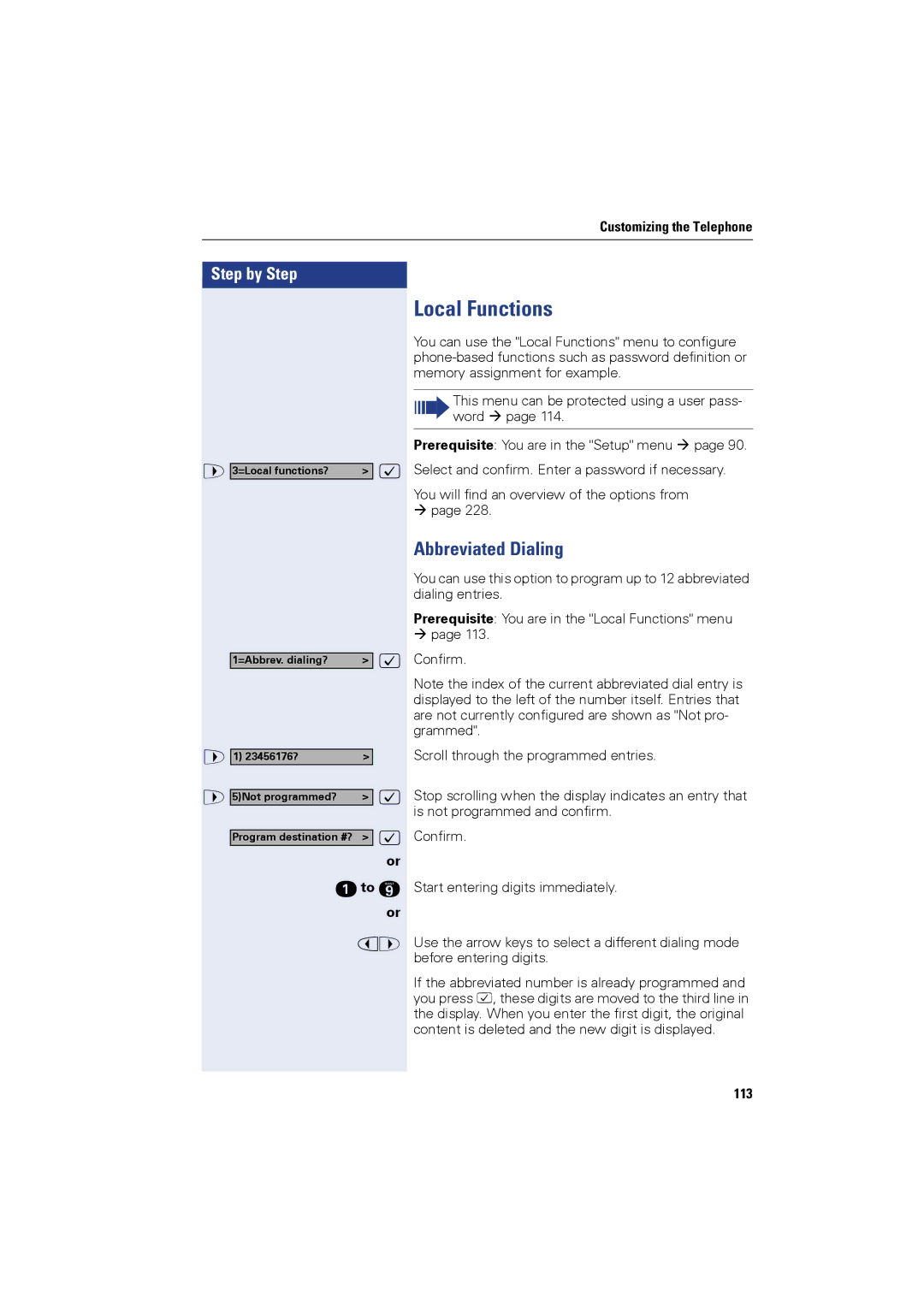 Siemens OPTIPOINT410, OPTIPOINT420 user manual Local Functions, Abbreviated Dialing, Eto m, 113 