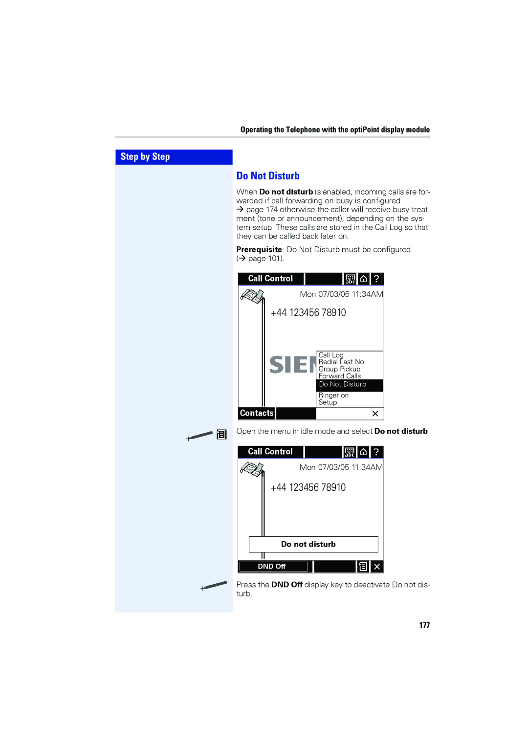 Siemens OPTIPOINT410, OPTIPOINT420 user manual Do not disturb, 177 