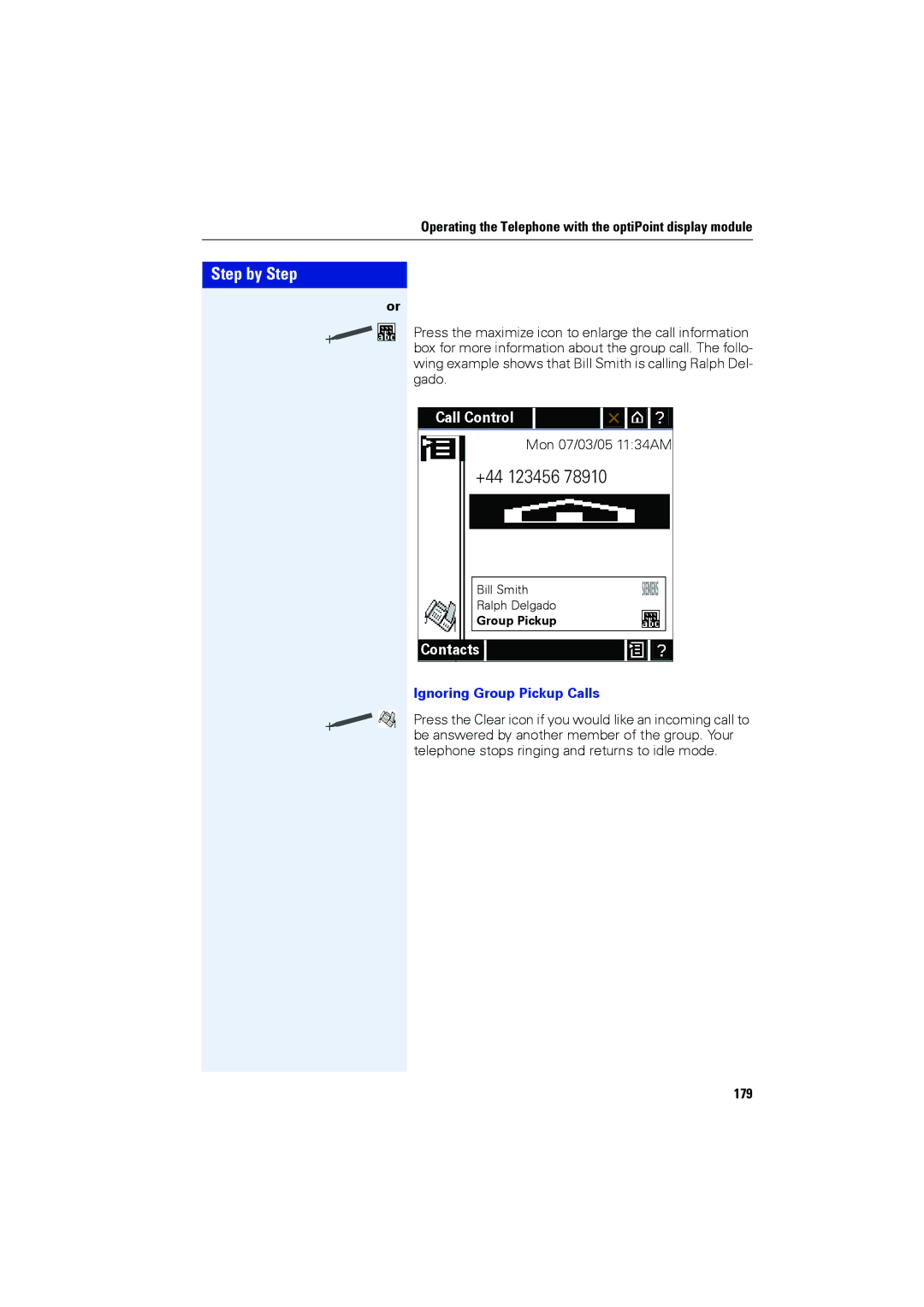 Siemens OPTIPOINT410, OPTIPOINT420 user manual Ignoring Group Pickup Calls, 179 