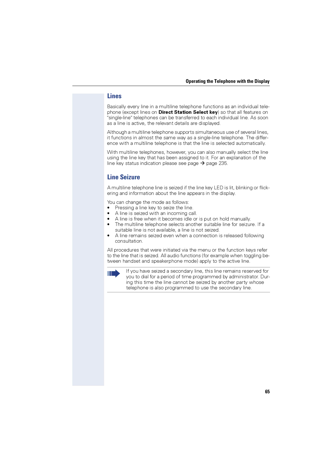 Siemens OPTIPOINT410, OPTIPOINT420 user manual Lines, Line Seizure 