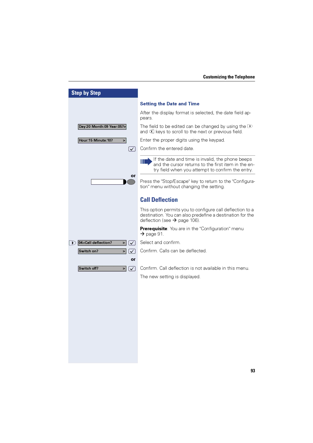 Siemens OPTIPOINT410, OPTIPOINT420 user manual Call Deflection, Setting the Date and Time 