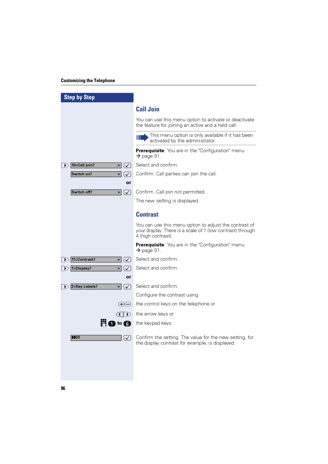 Siemens OPTIPOINT420, OPTIPOINT410 user manual Call Join, Contrast 