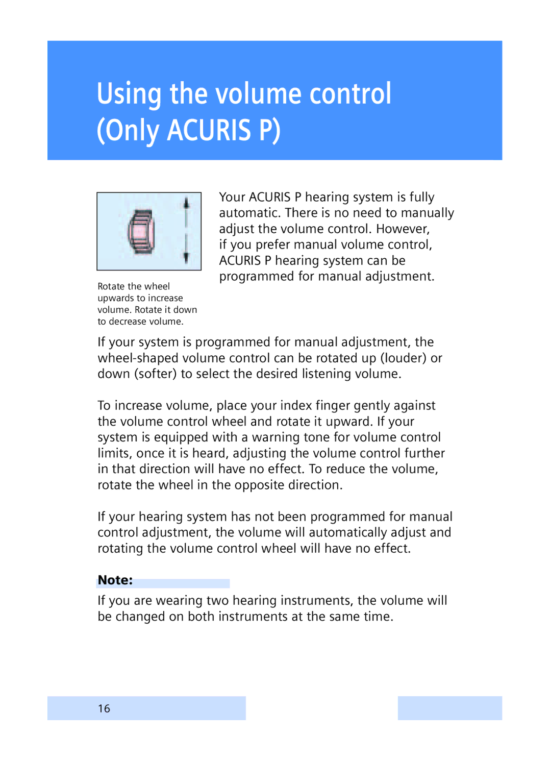 Siemens S manual Using the volume control Only Acuris P 