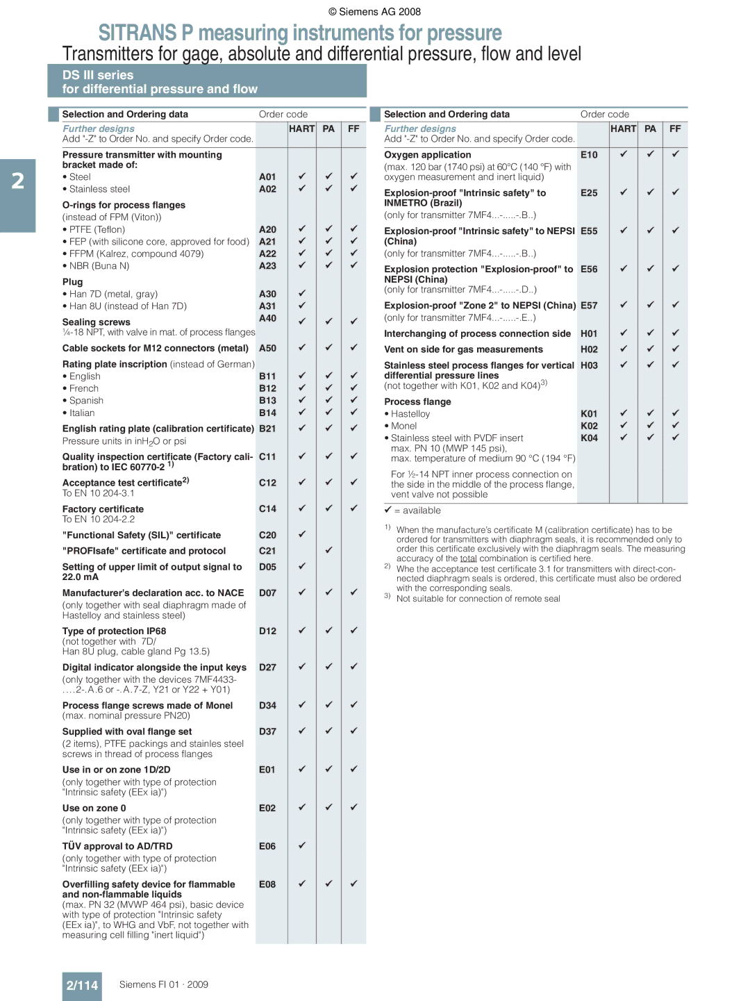 Siemens P technical specifications 114 