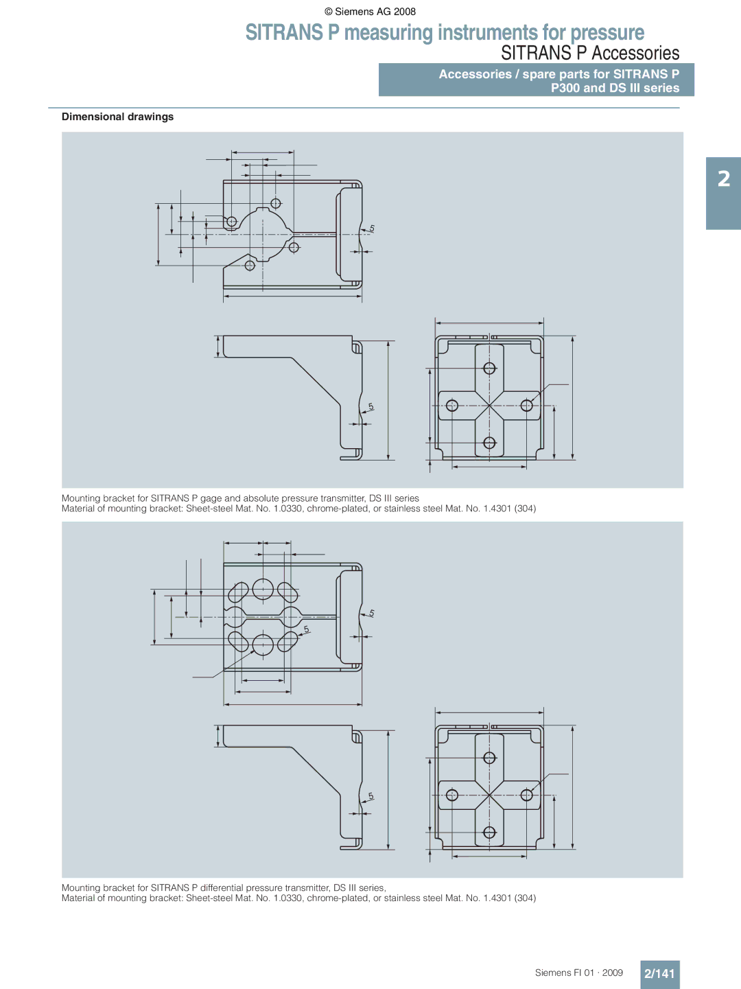 Siemens P technical specifications 141, Dimensional drawings 