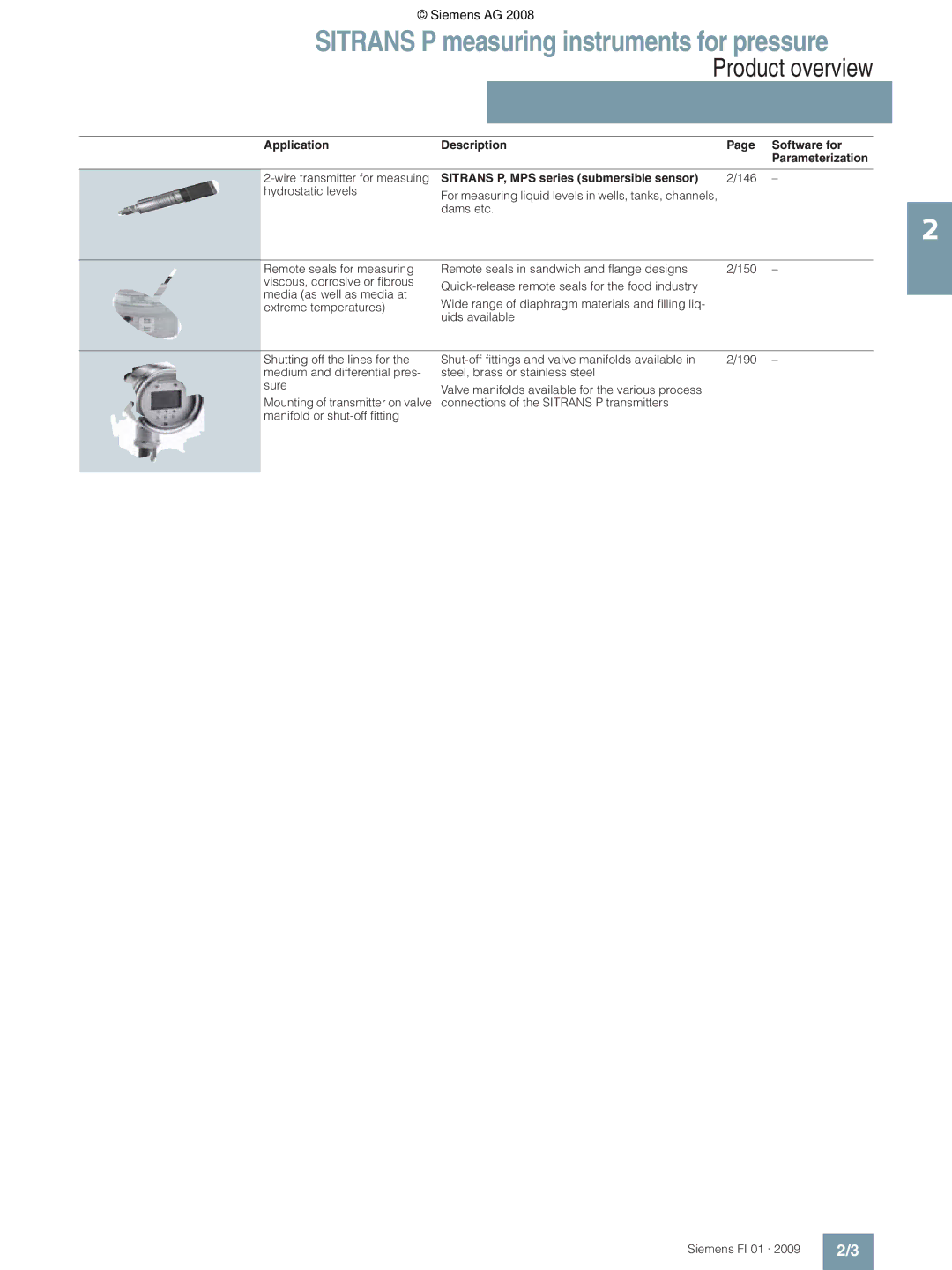 Siemens technical specifications Sitrans P measuring instruments for pressure 