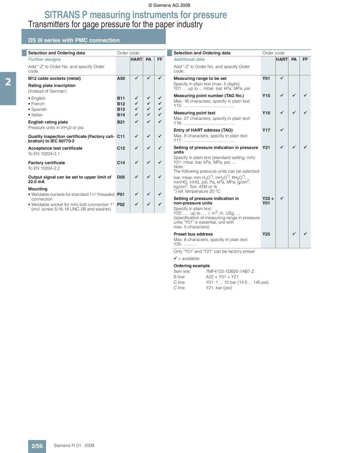 Siemens P M12 cable sockets metal A50 Rating plate inscription, B11, C11 Bration to IEC Acceptance test certificate C12 