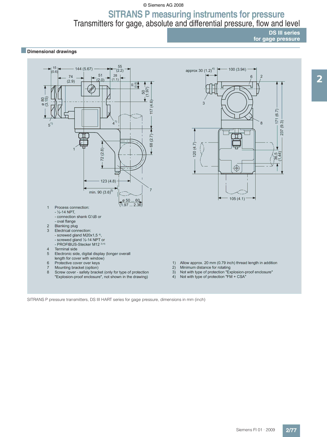 Siemens P technical specifications Dimensional drawings 