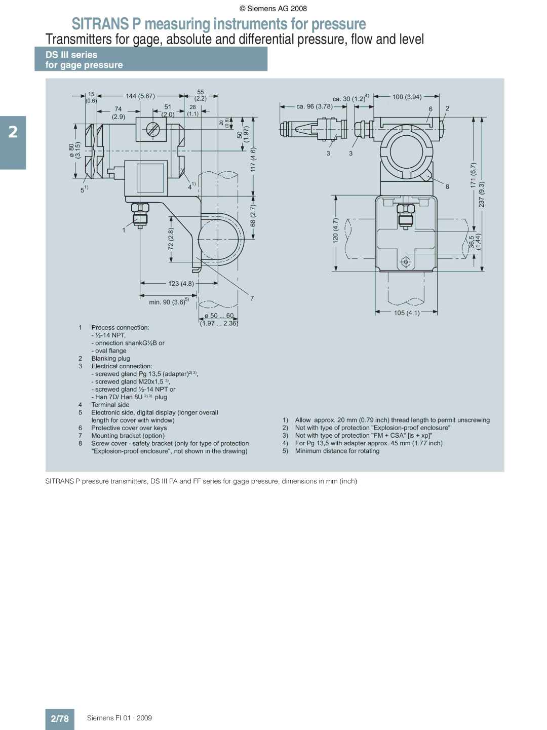 Siemens technical specifications Sitrans P measuring instruments for pressure 