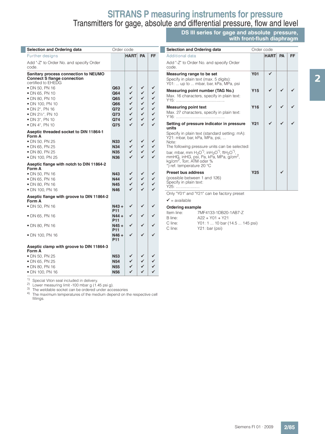 Siemens P technical specifications Additional data 