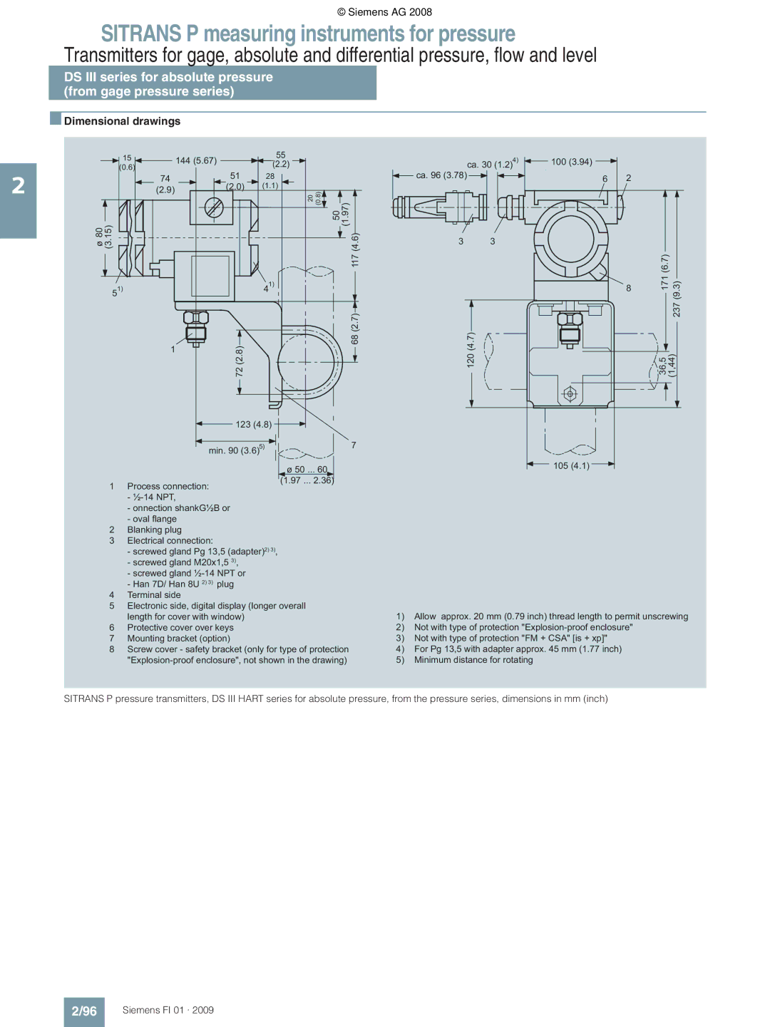 Siemens P technical specifications Dimensional drawings 