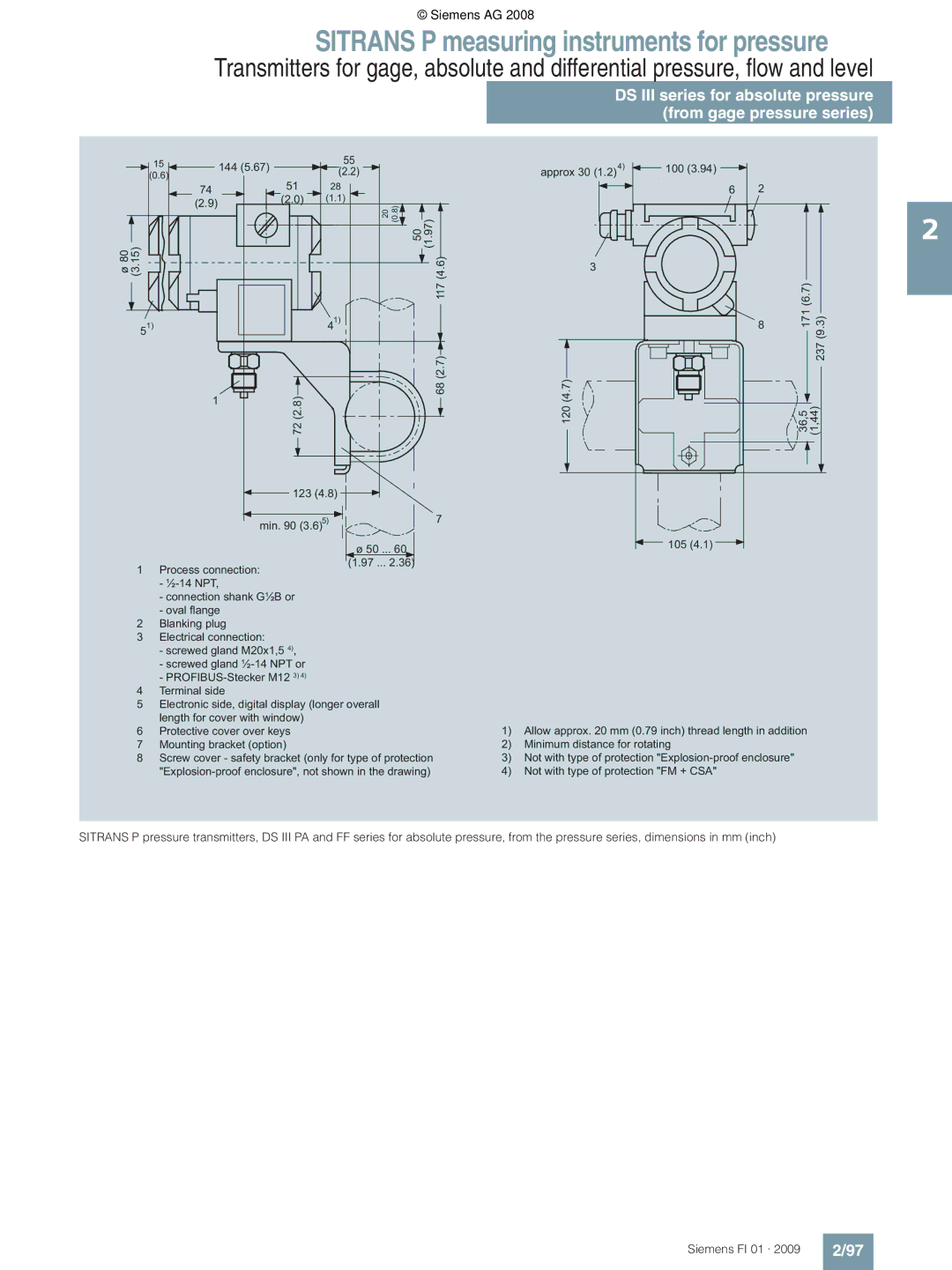 Siemens technical specifications Sitrans P measuring instruments for pressure 