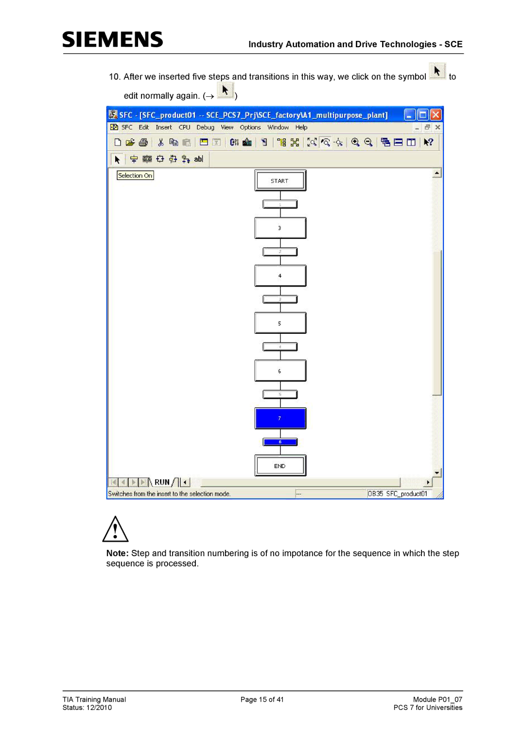 Siemens P01-07 manual Industry Automation and Drive Technologies SCE 