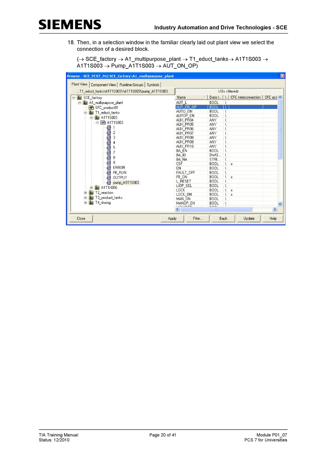 Siemens P01-07 manual Industry Automation and Drive Technologies SCE 