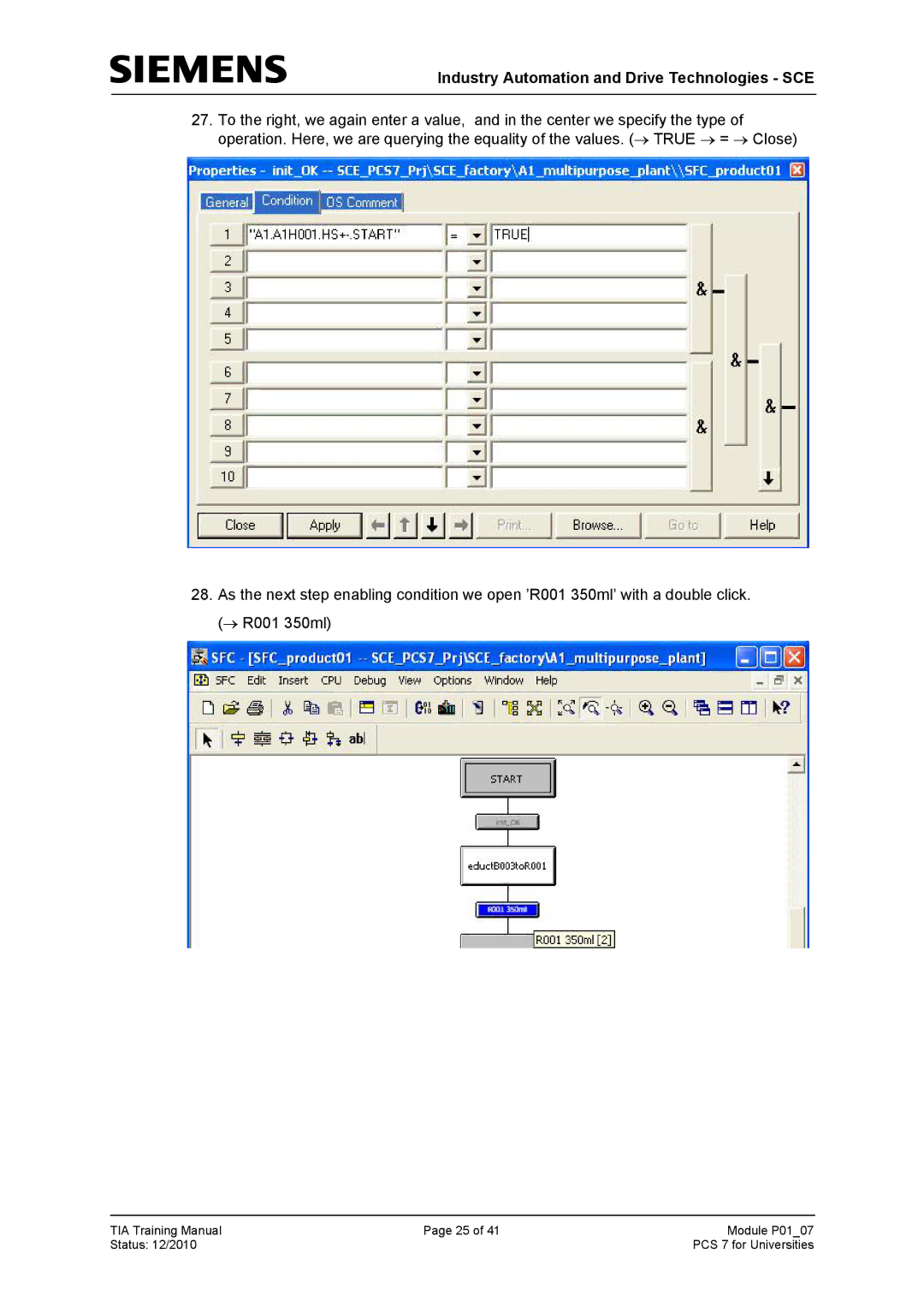 Siemens P01-07 manual Industry Automation and Drive Technologies SCE 