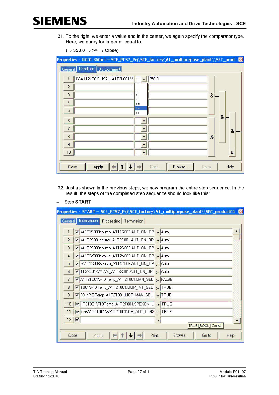 Siemens P01-07 manual Industry Automation and Drive Technologies SCE 