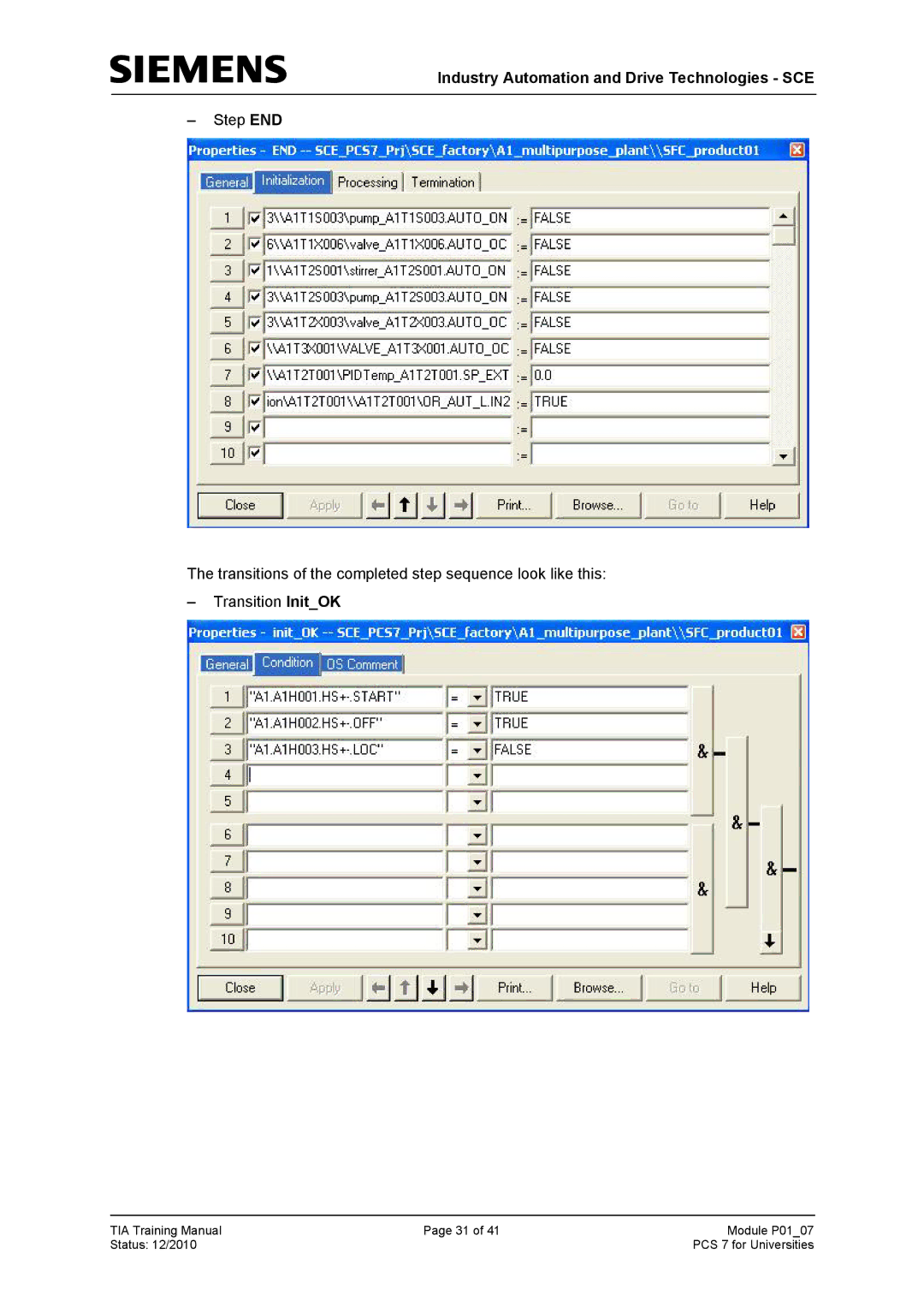 Siemens P01-07 manual Industry Automation and Drive Technologies SCE 