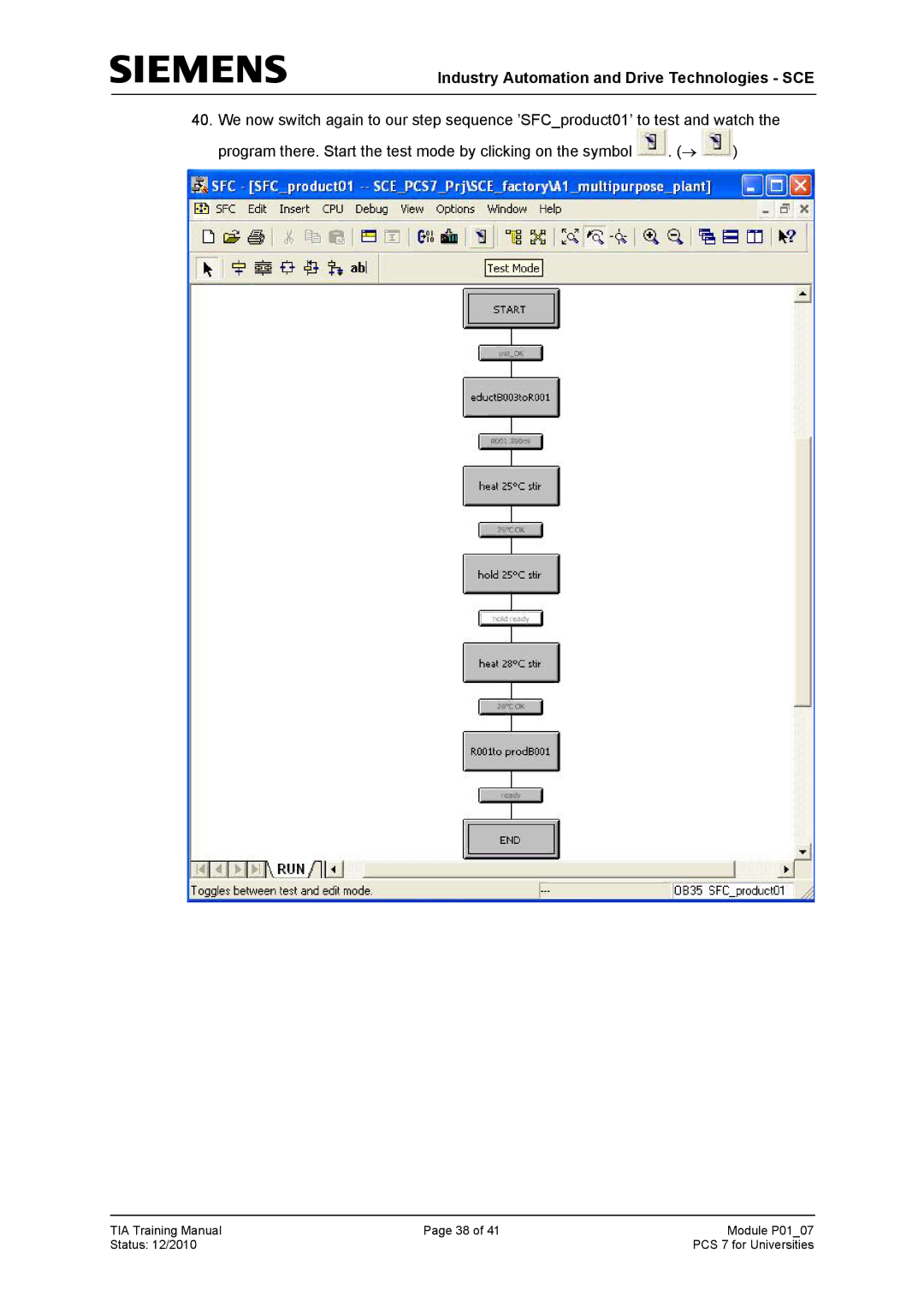 Siemens P01-07 manual Industry Automation and Drive Technologies SCE 