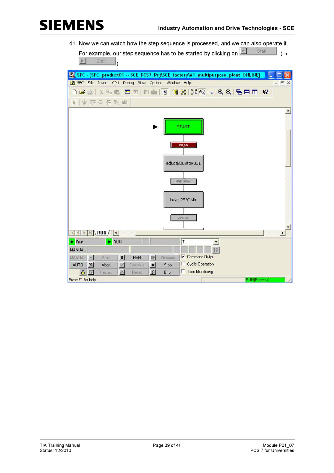 Siemens P01-07 manual Industry Automation and Drive Technologies SCE 