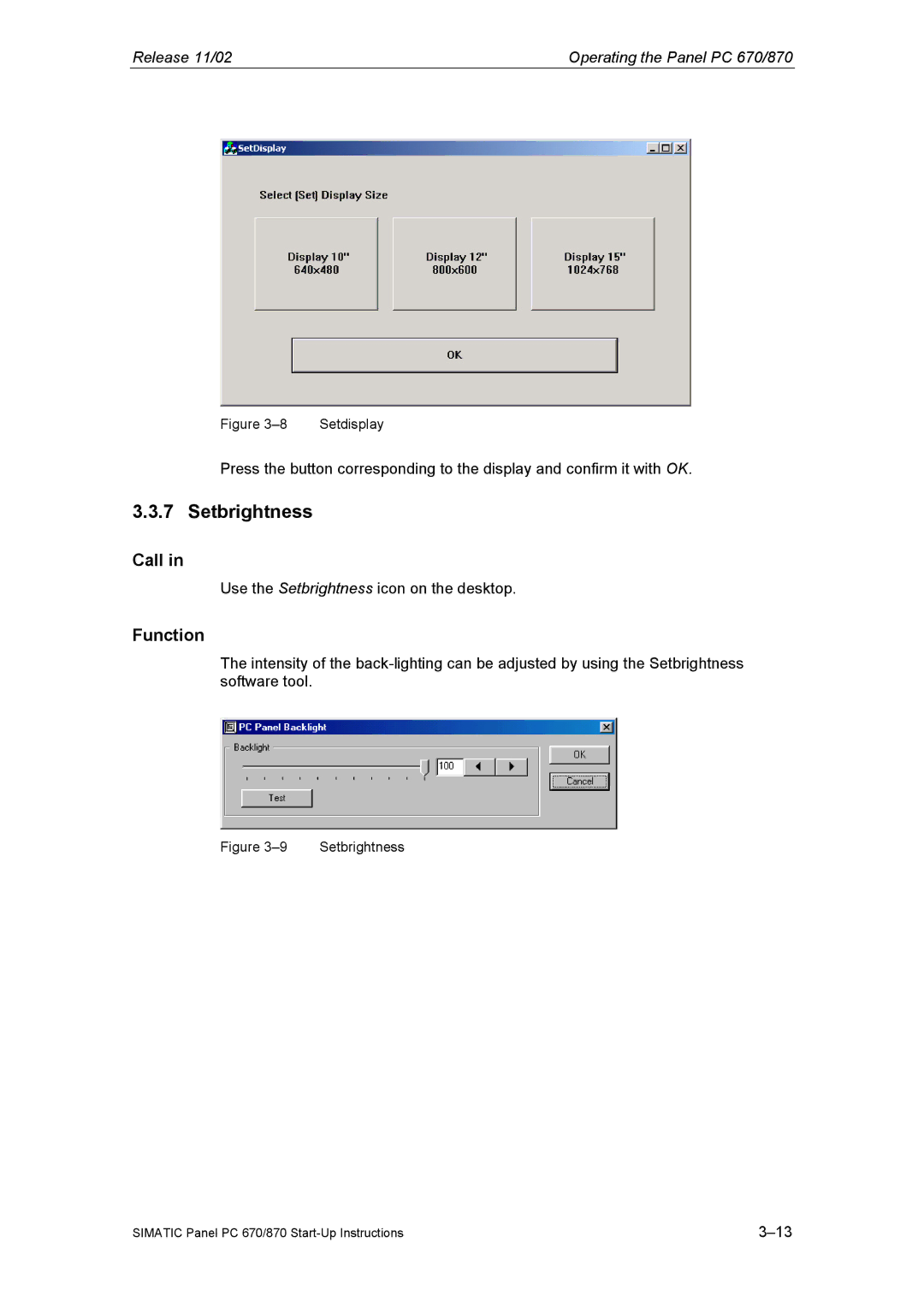 Siemens Panel PC 870 appendix Setbrightness 