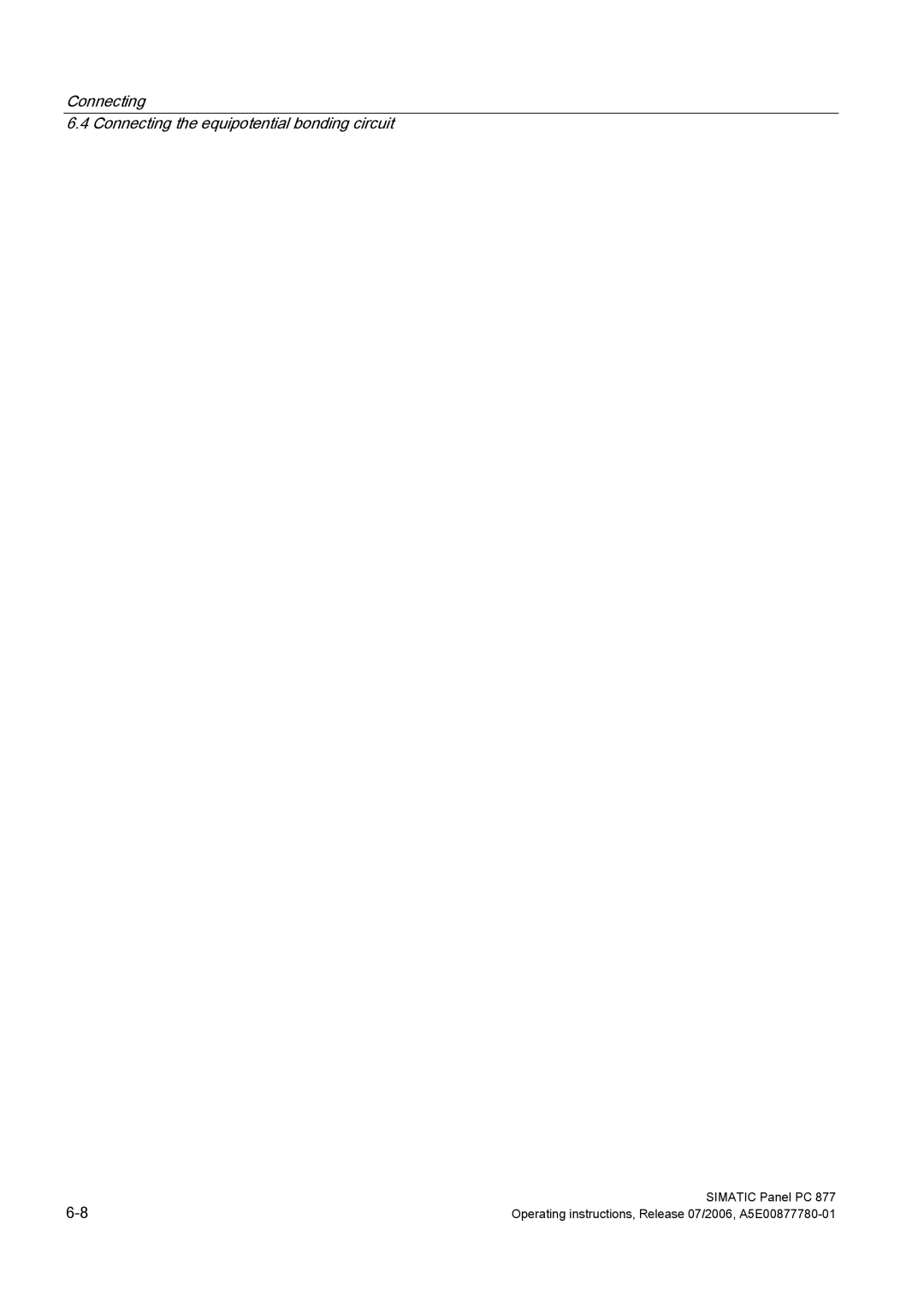 Siemens PANEL PC 877 operating instructions Connecting Connecting the equipotential bonding circuit 