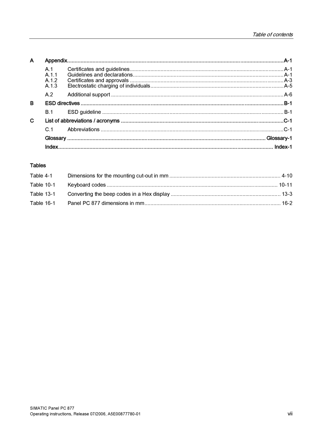 Siemens PANEL PC 877 operating instructions Glossary-1 