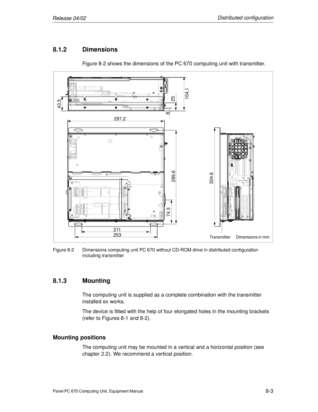 Siemens PC 670 manual Dimensions, Mounting positions 