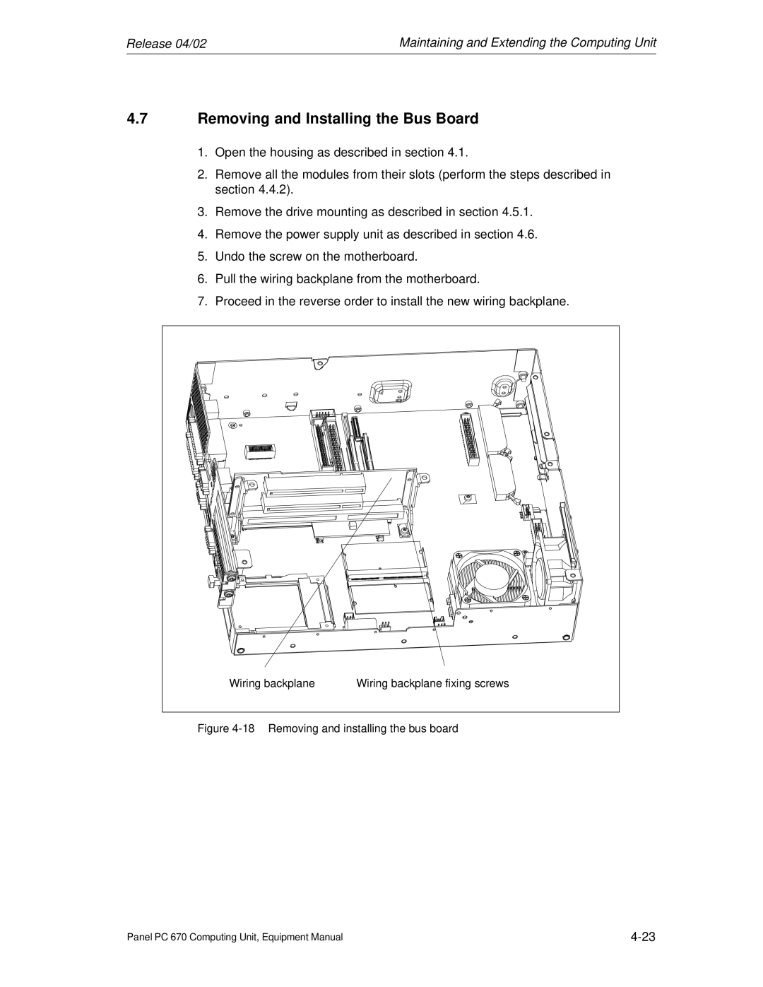 Siemens PC 670 manual Removing and Installing the Bus Board, Removing and installing the bus board 