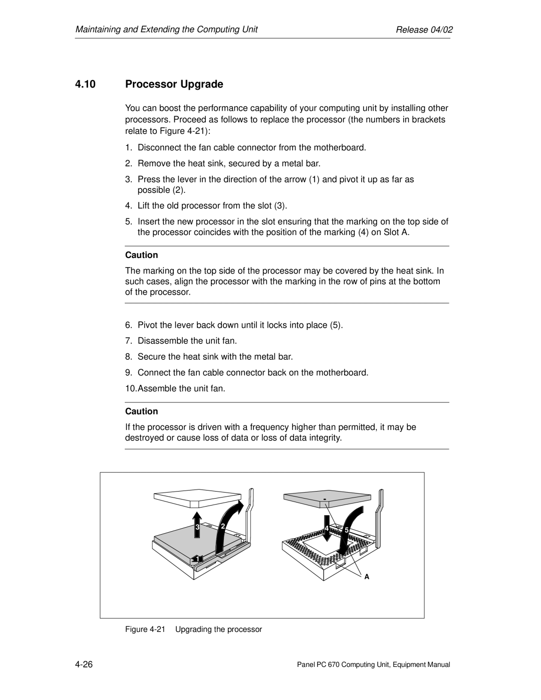 Siemens PC 670 manual Processor Upgrade, Upgrading the processor 