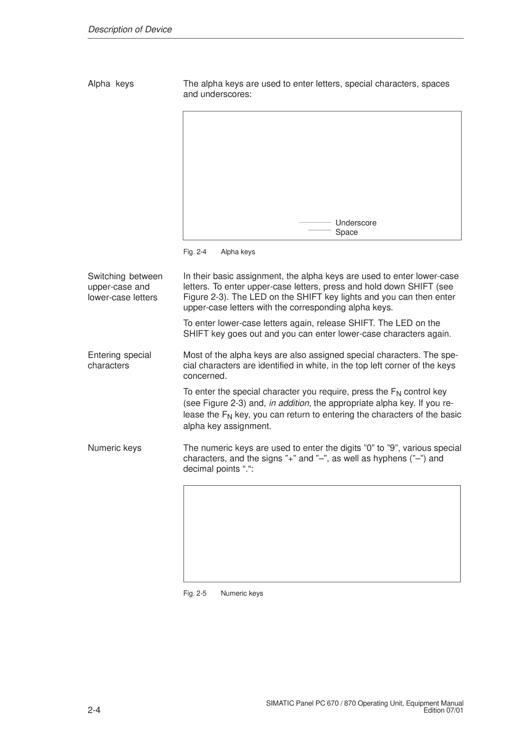 Siemens PC 870 manual Alpha keys 