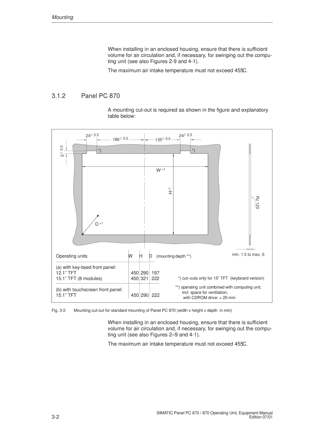 Siemens PC 870 manual Mounting 