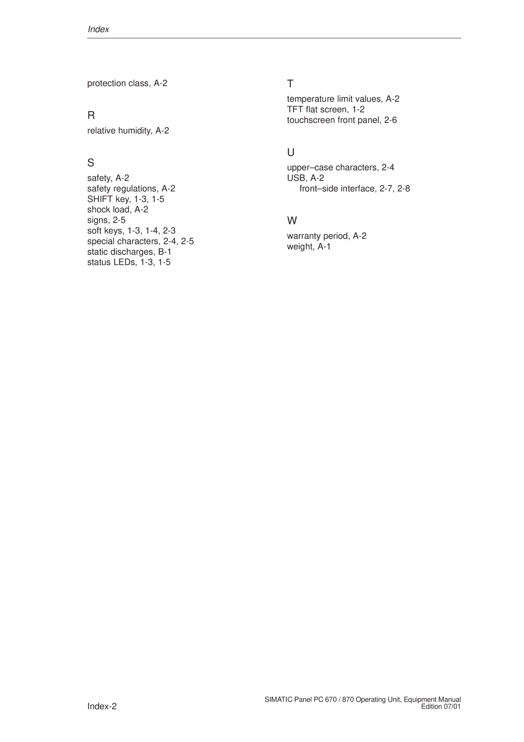 Siemens PC 870 manual Index 