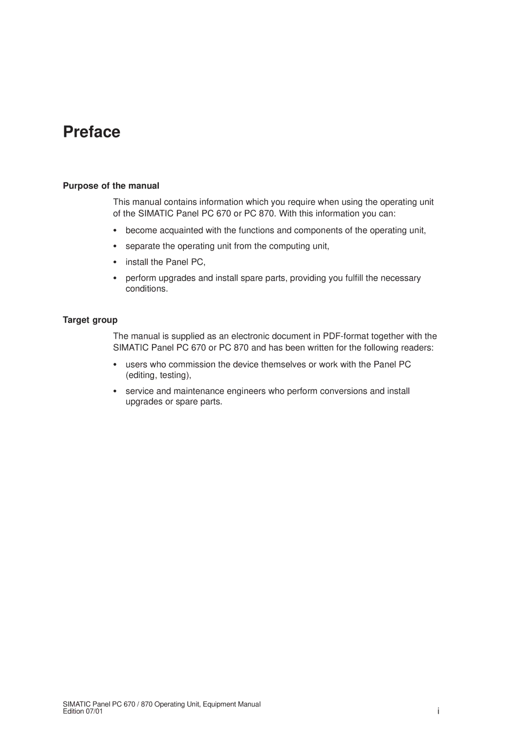 Siemens PC 870 Preface, Purpose of the manual, Target group 