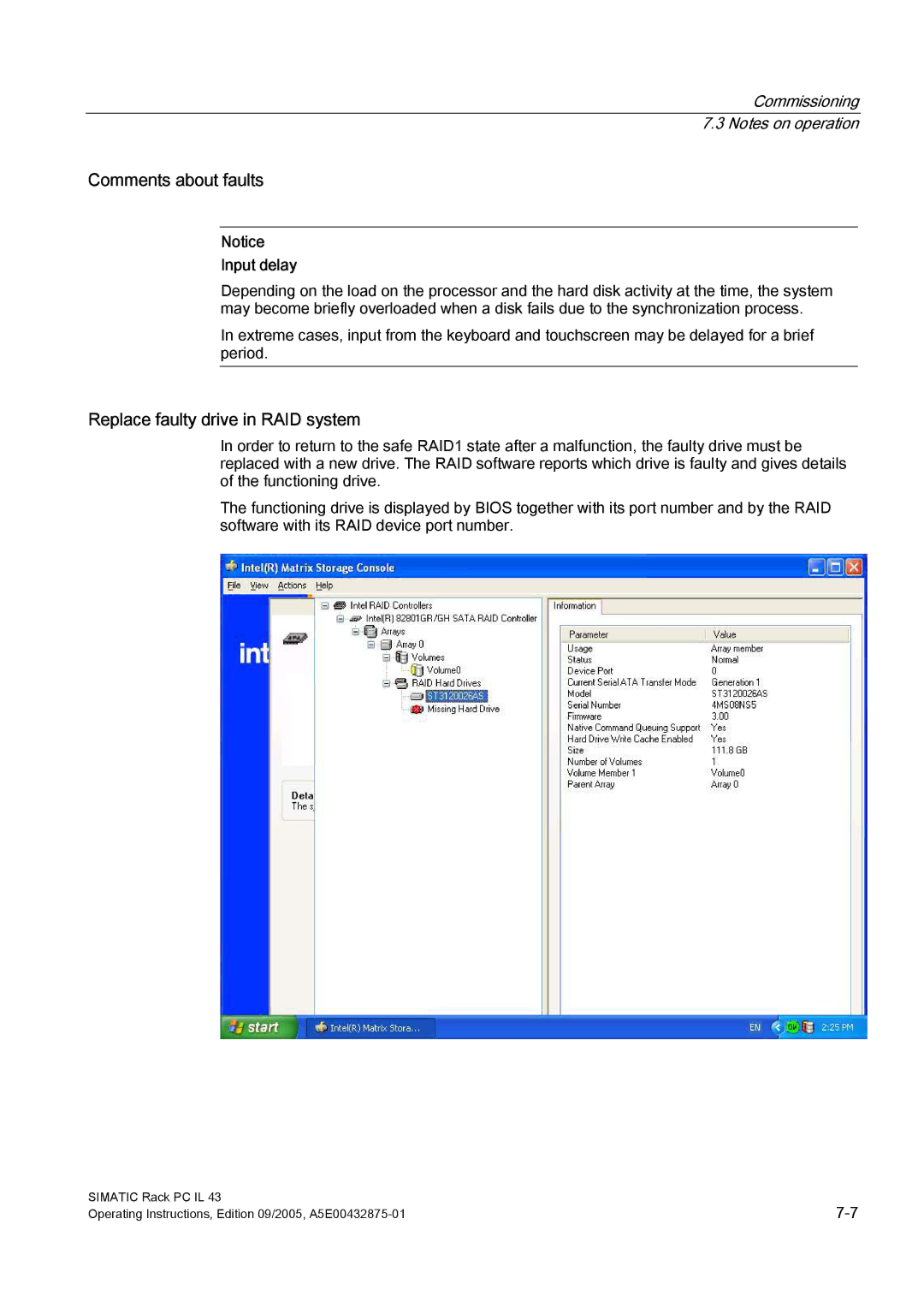 Siemens PCIL43 manual Comments about faults, Replace faulty drive in RAID system 