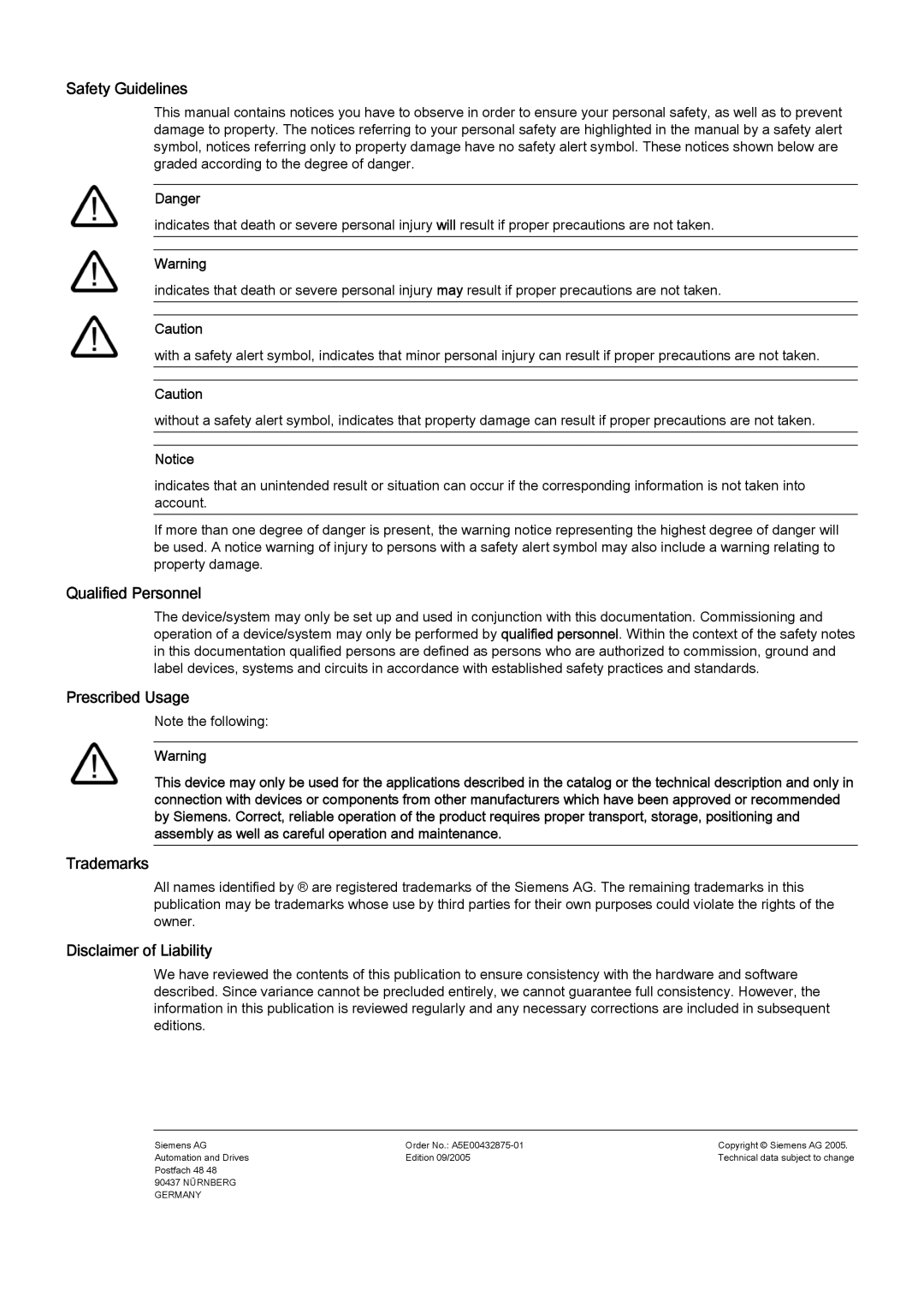 Siemens PCIL43 manual Safety Guidelines 